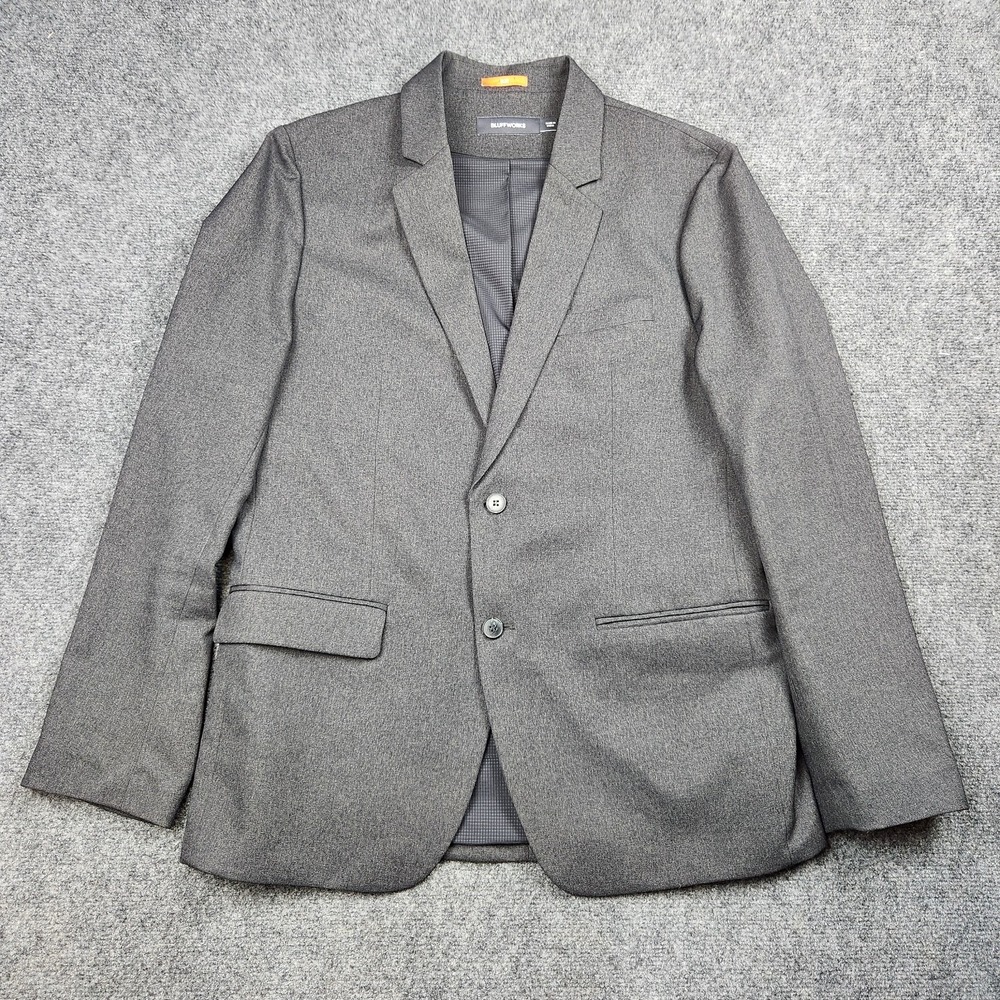 Bluffworks Gramercy Blazer Size 44L Slim Classic Travel Sport Coat Dark Gray
